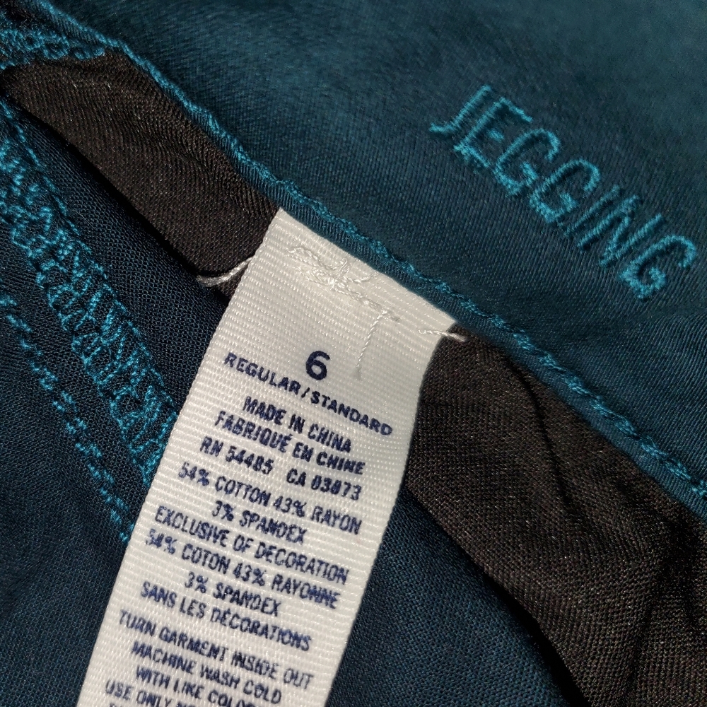 NWT Women's American Eagle Tuxedo Pants - Peacock Blue with Black Leg Stripe - Picture 4 of 7